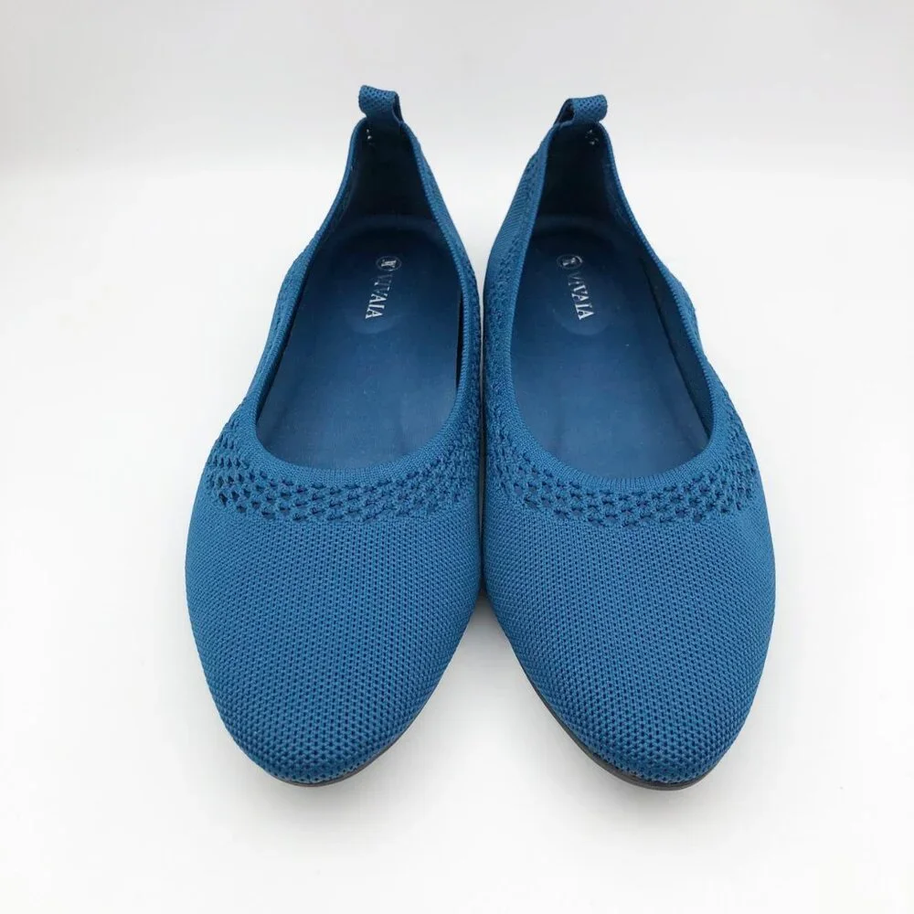 VIVAIA Shoes Womens 12 Tamia Beatrice Round Toe Ballet Flats Marine Blue Knit